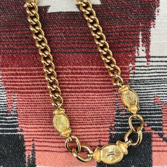 VTG 1980s Chunky Curb Chain Necklace Signed Monet Adjust to 17 inch - Picture 5 of 9